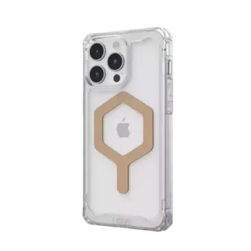 Чехол с поддержкой MAGSAFE Uag Plyo для iPhone 15 Pro MAX 6.7", цвет прозрачный/золото (Ice/Gold)