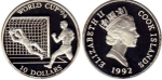 10 долларов Футбол Чемпионат мира 1994 г. США. О-ва Кука. 1992 г. Proof