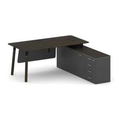 Fresco Стол руководителя FR.SR-18 (R) Дуб Темный/Базальт UM/Металл Черный/Нерж. Сталь 1800*1798*750