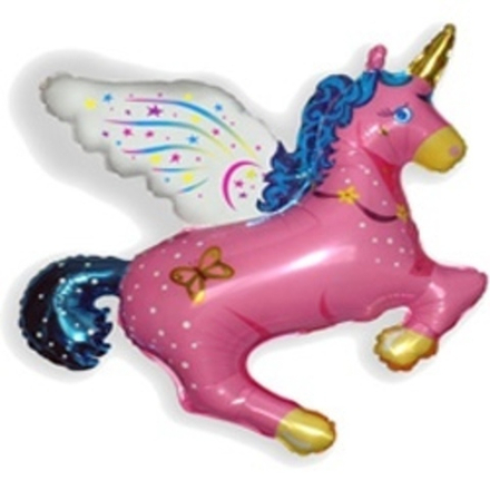 Шар (44"/112 см) Фигура, Волшебный единорог, Розовый 1 шт.