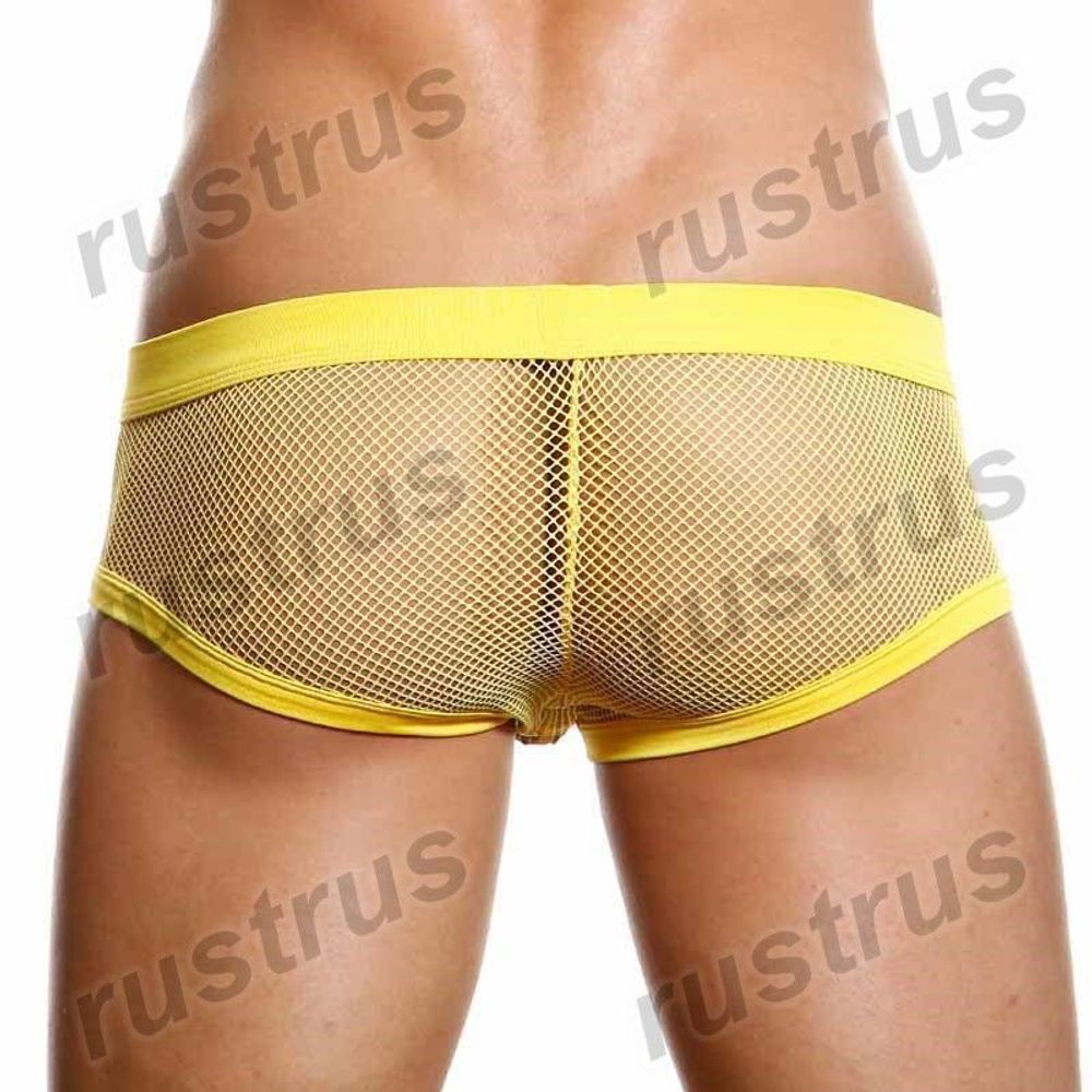 Мужские трусы в сетку хипсы желтые Manstore
