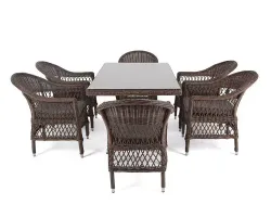"Амароне" обеденная группа из искусственного ротанга на 6 персон, цвет коричневый
