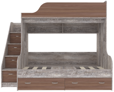 Двухъярусная кровать КарИВи Дуэт-15 с лестницей Комод КарИВиом Бетон Бодего Темный