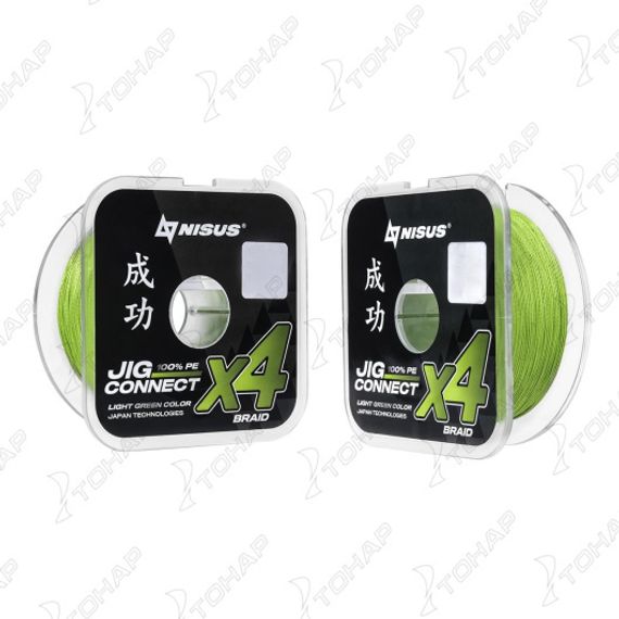 Шнур JIG CONNECT X4 PE Light Green 150m #2.5, 0.25mm 14.8кг/32.4LB (T-N-JC-X4-0.25-150-LG) NISUS
