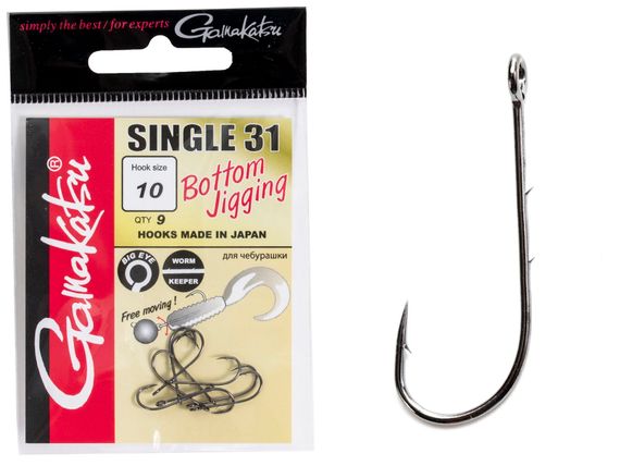 Крючки Gamakatsu SINGLE 31 HOOKS BLACK разм. 10 9шт.