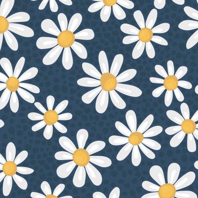 Белые ромашки на синем фоне