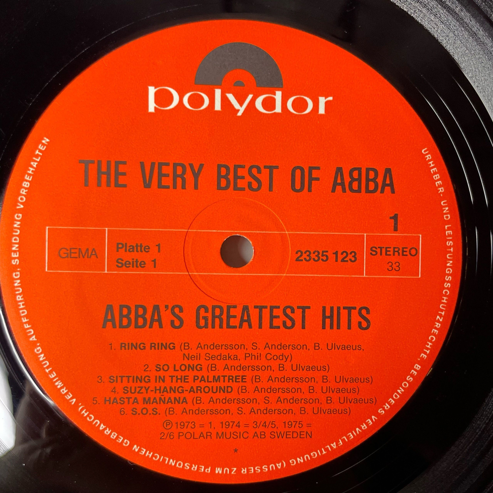 Винтажная виниловая пластинка LP ABBA АББА The Very Best Of ABBA (ABBA's Greatest Hits) (Германия 1976)