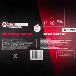 Головки ударные, набор 7пр., 1''(12гр.) FORCEKRAFT FK-8071-9MPB