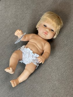 Кукла BERJUAN виниловая 30см Baby в люльке в пакете (501A)