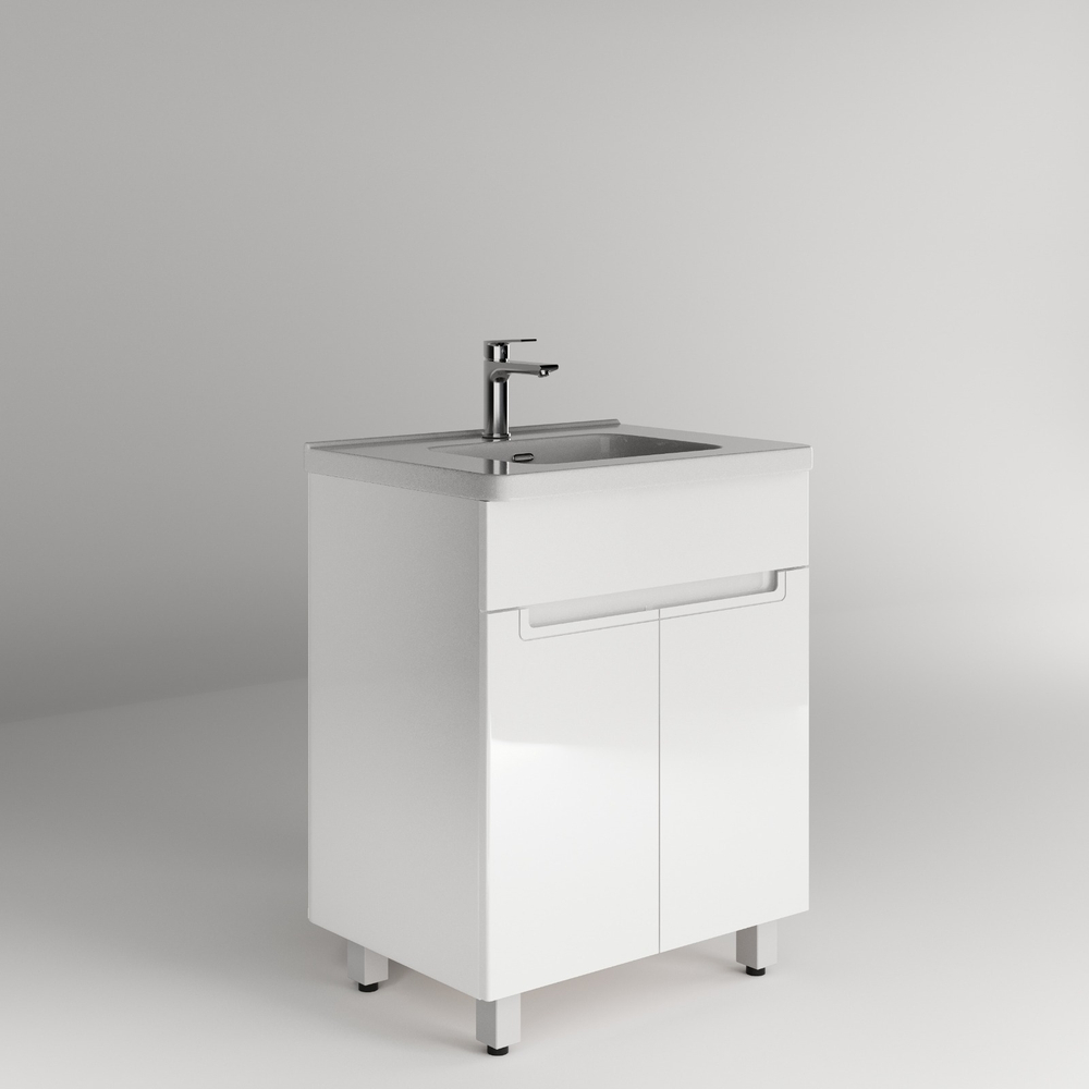 Тумба напольная SANITEKO "Оникс" под COMO 60, 2 двери, белый глянец