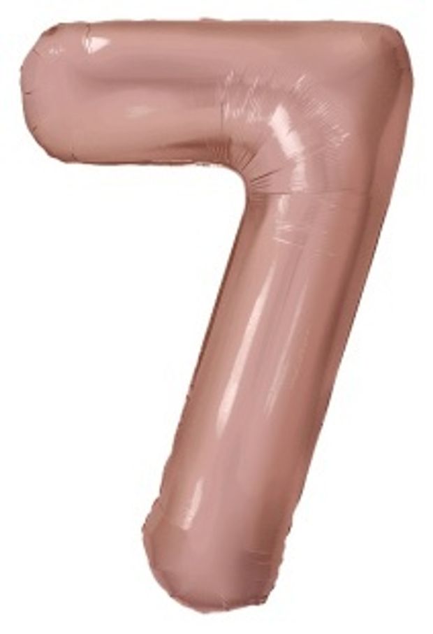 F Шар (40''/102 см) Цифра, 7 Slim, Розовое Золото, Металлик, 1 шт. в уп.(БГ-60)