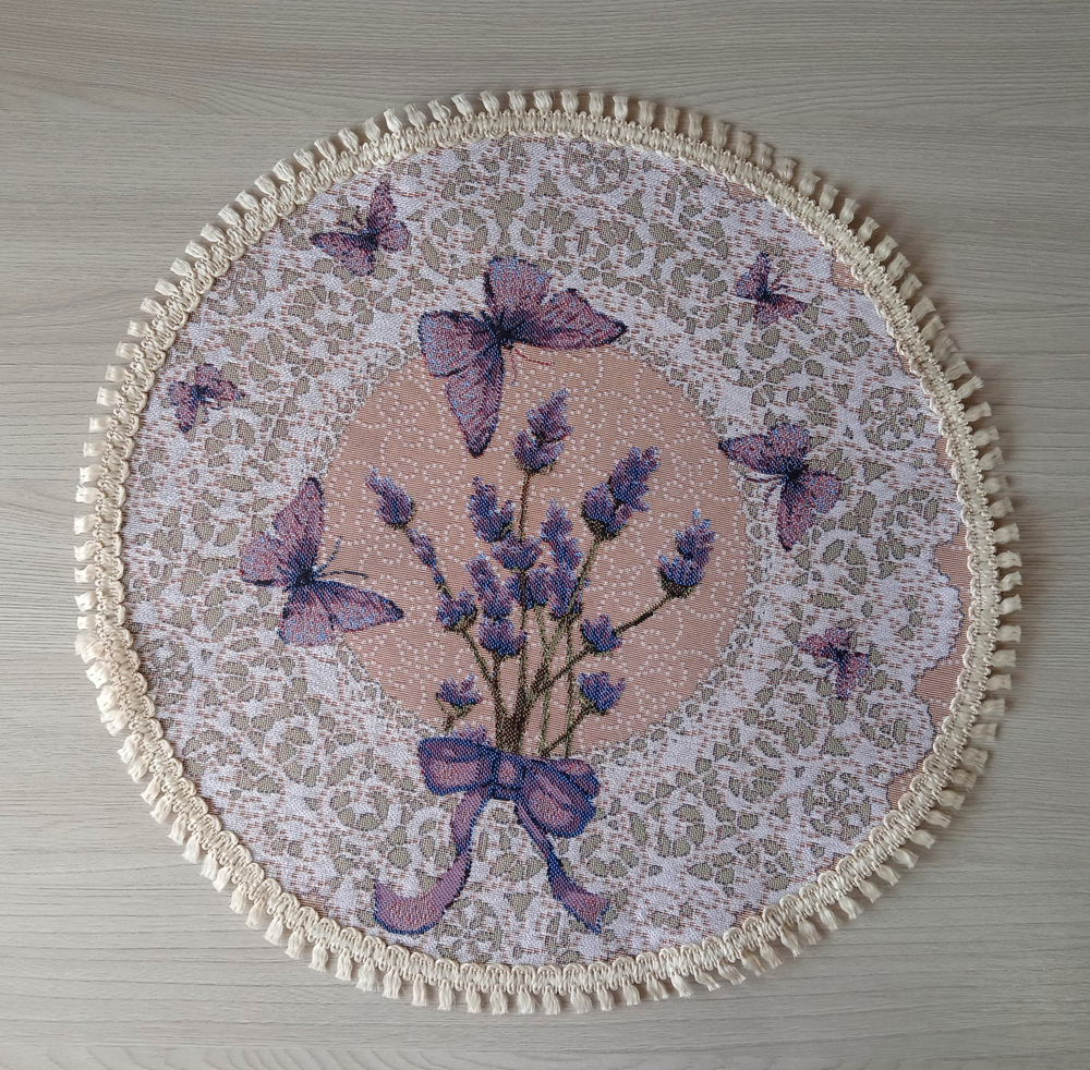 Набор декоративных гобеленовых салфеток Лаванда и кружево d 39 2шт