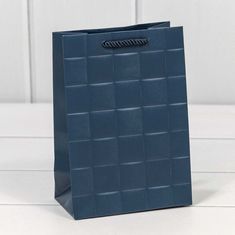 Пакет подарочный 14х20х8см "Квадраты" (Синий)