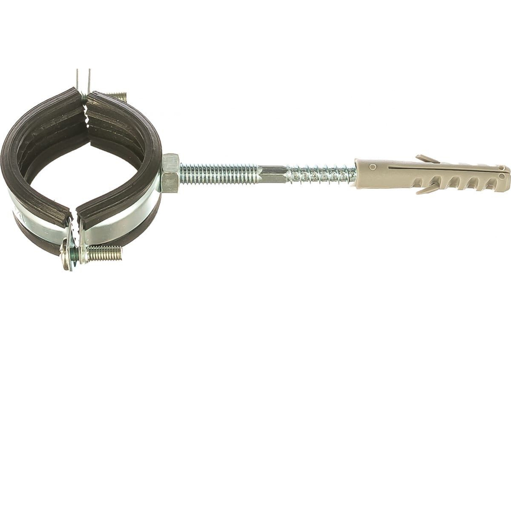 Хомут трубный металлический с резиновым уплотнителем, дюбелем и шпилькой-шурупом M8 (32-36мм) 1" SMS