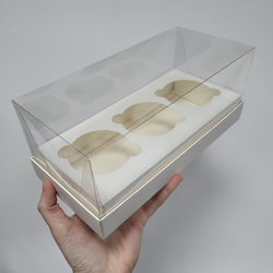 Коробка на 3 капкейка КУПОЛ, 24*11*10 см