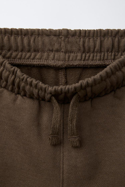 ZARA ШОРТЫ ИЗ МЯГКОЙ ТКАНИ С ЛАМПАСАМИ, КОРИЧНЕВЫЙ