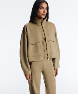 Oysho Куртка Boxy с эффектом неопрена, бежево-зеленый