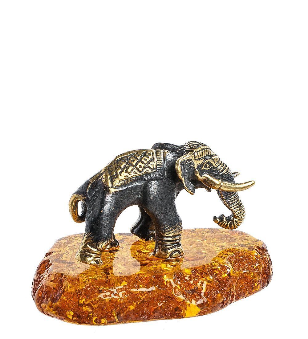 Народные промыслы AM-1292 Фигурка «Слон Бирманский» (латунь, янтарь)