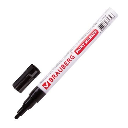 Маркер-краска лаковый, 1-2мм, черный, нитро-основа, Brauberg