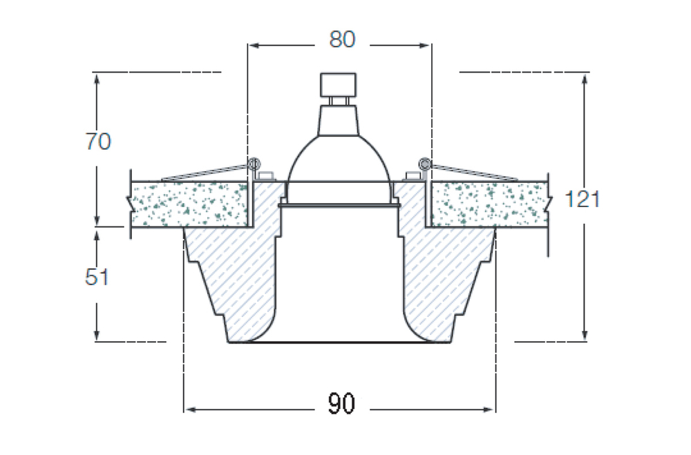 Светильник встраиваемый гипсовый под сменную лампу