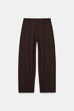 ZARA БРЮКИ-МОРКОВКИ С ПРЯЖКОЙ — ZW COLLECTION, ШОКОЛАДНЫЙ