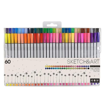 Скетч - линеры 0.4 мм, 60 цв. в пвх кармане "Sketch&Art" (Bruno Visconti)