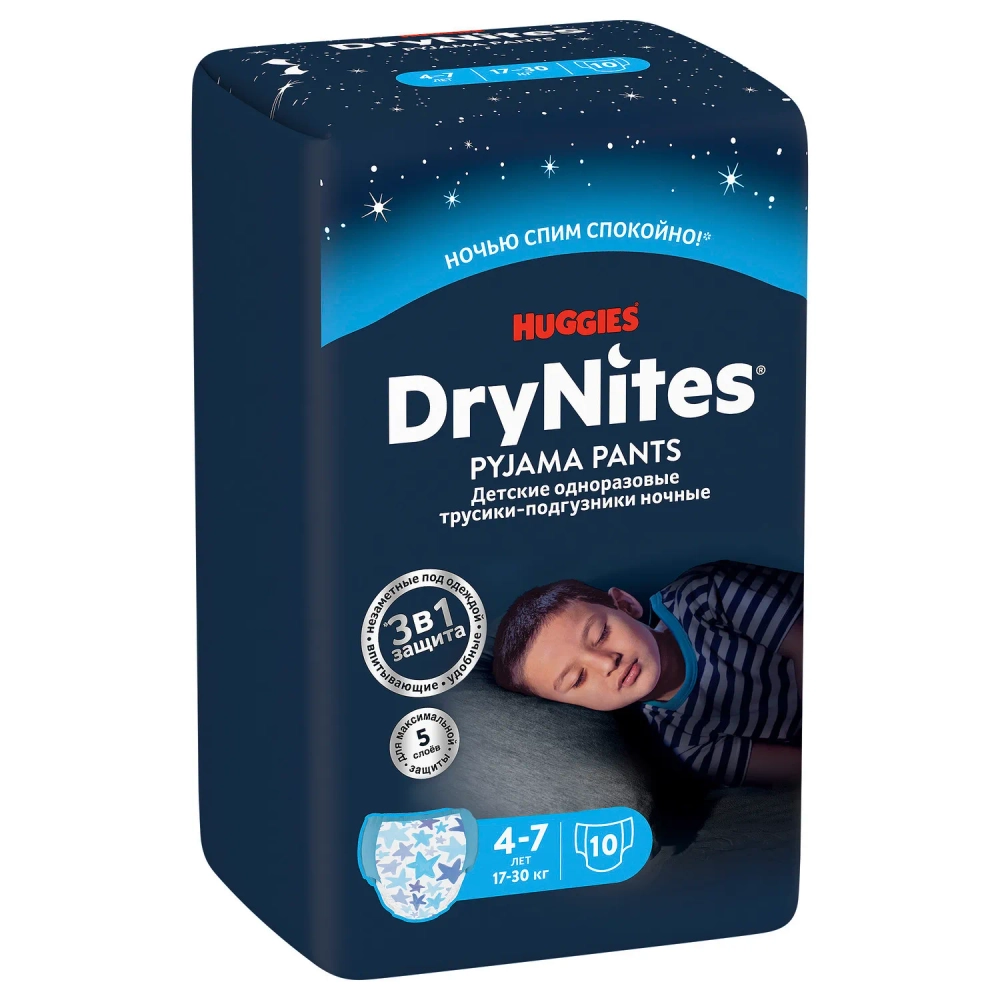 Трусики-подгузники Huggies Dry Nites Мал 4-7 10шт