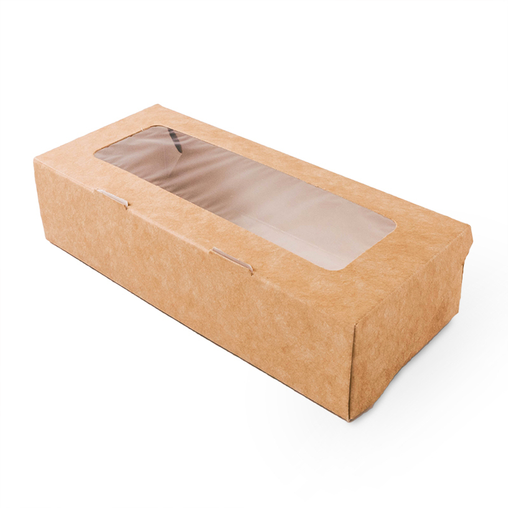 Коробка под пряники и печенье 17*7*4см крафтовая с окном