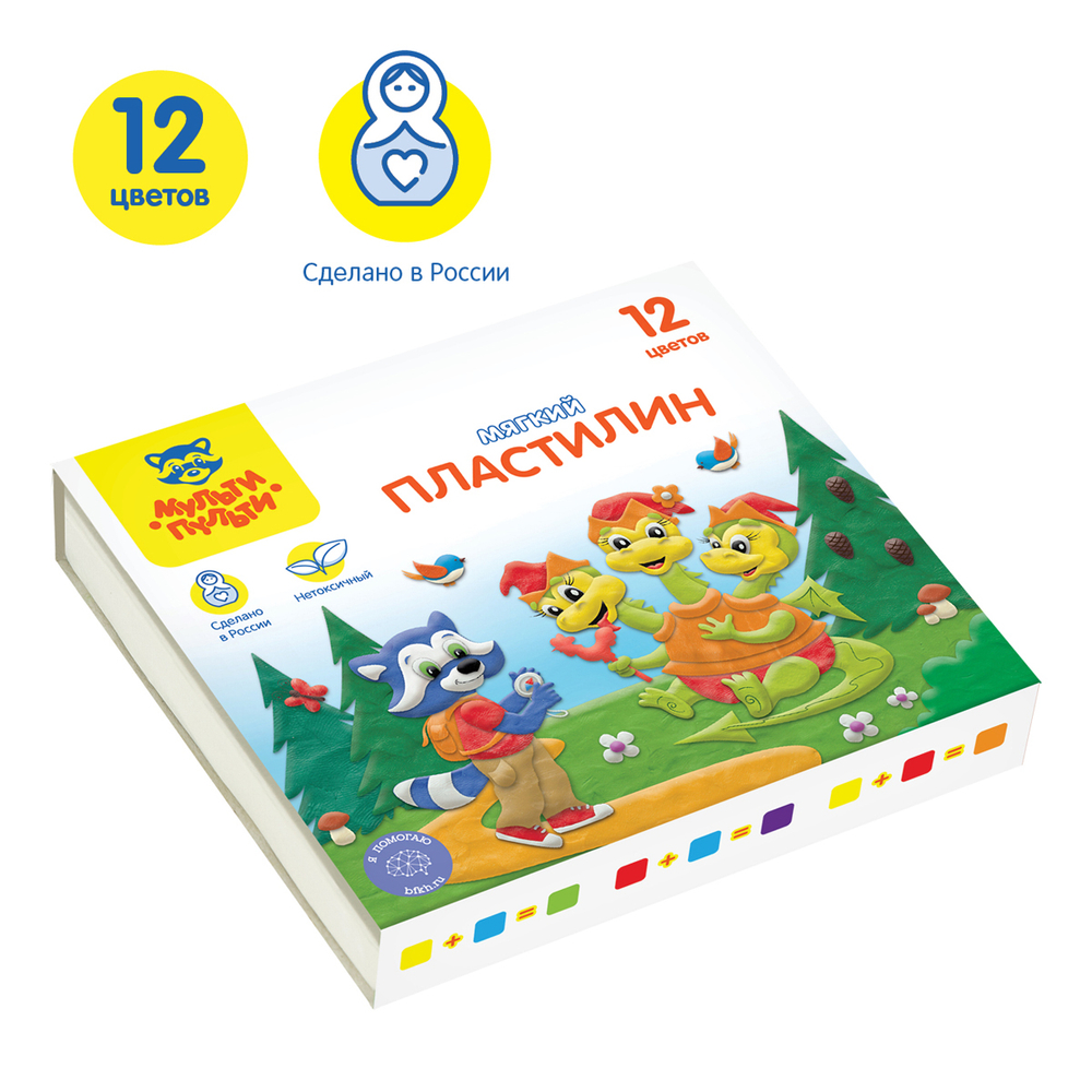 Пластилин "Енот в сказке", 12 цветов, 120г
