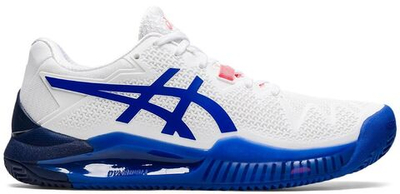 Женские Кроссовки теннисные Asics Gel-Resolution 8 Clay - white/lapis lazuli blue