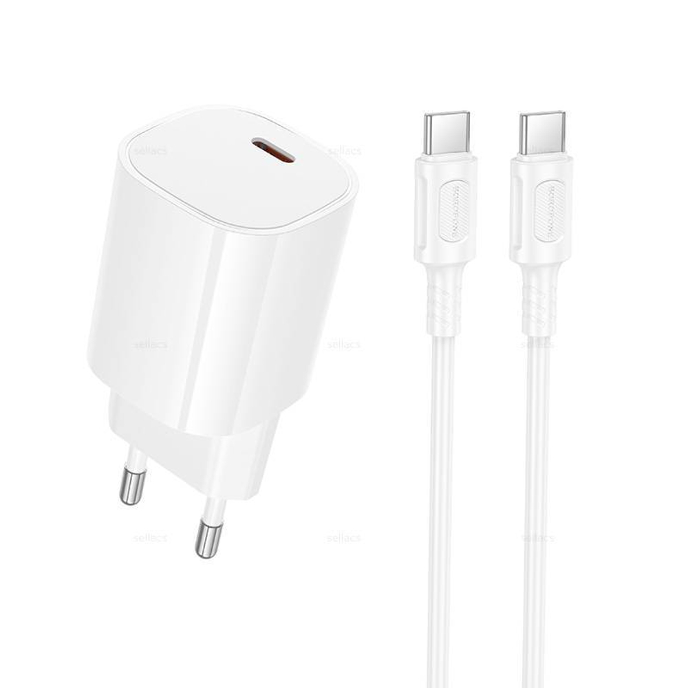 Сетевой адаптер питания BOROFONE BA103A PD 20W + кабель Type-C - Type-C (белый)