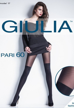 Колготки с имитацией чулок Pari модель N17, (верхняя часть рисунок в виде сеточки) 3 M ,(42-44) 60 den (Цвет: черный)