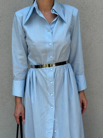 Платье-рубашка в небесно-голубом