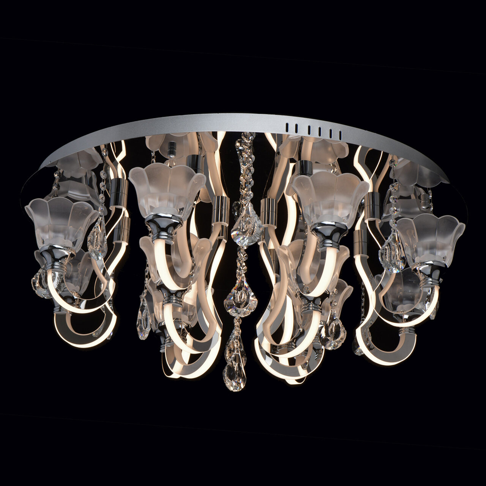 Люстра потолочная светодиодная с пультом Regenbogen Ротенбург, 3 режима, LED 120Вт, 30 м2, хром/белый