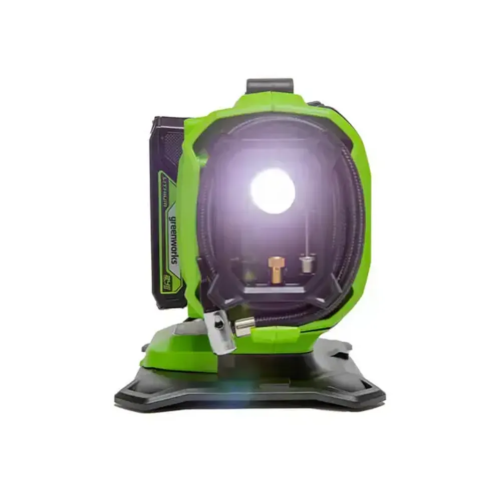 Компрессор автомобильный аккумуляторный Greenworks Арт. 3400807UB, 24V / 12V (от прикуривателя автомобиля), c АКБ 4Ач и ЗУ в сумке