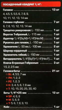 Набор инструментов 66пр. 1/4"(6гр.) ROCKFORCE RF LIGHT-2661-5