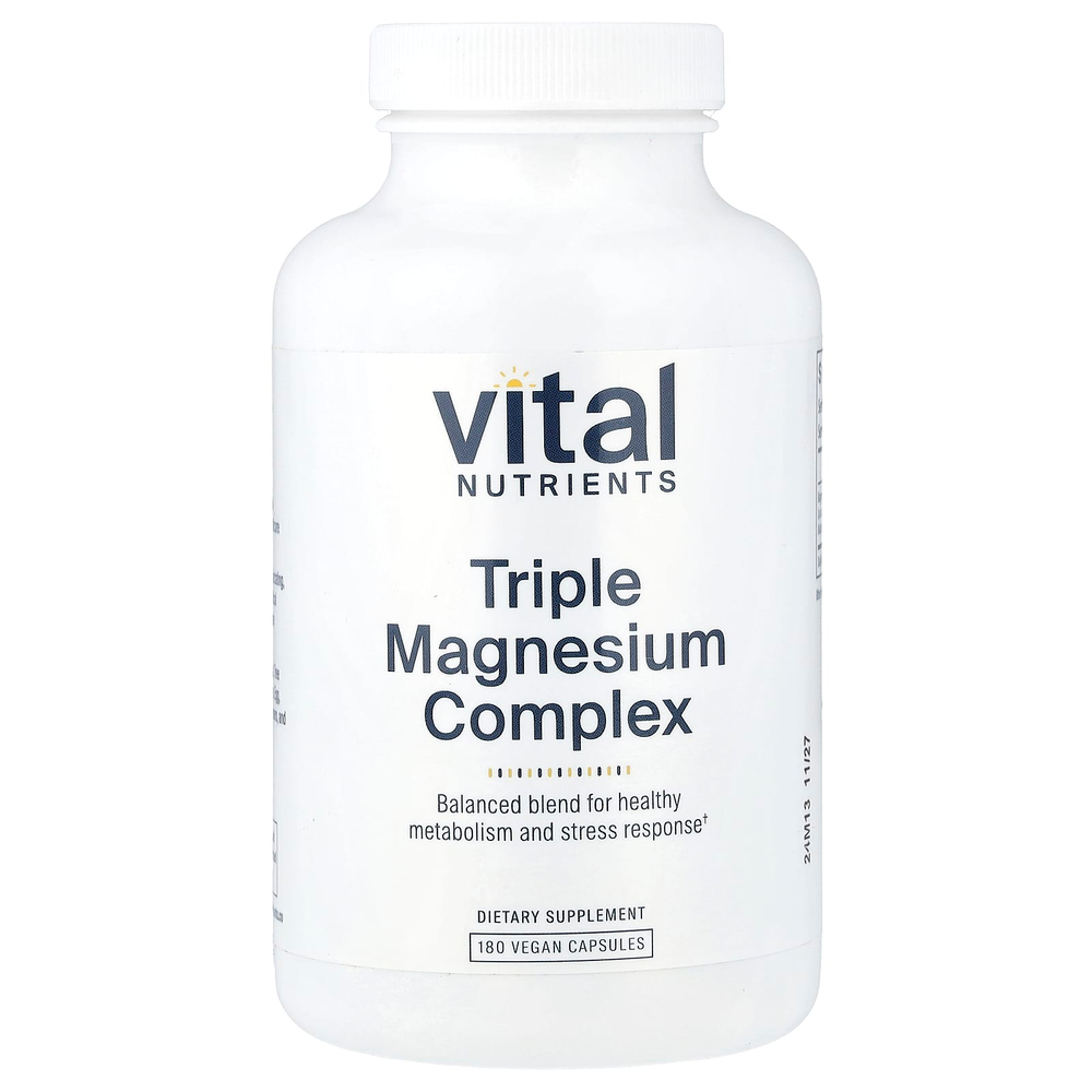 Vital Nutrients, тройной комплекс магния, 180 веганских капсул (250 мг в 1 капсуле)