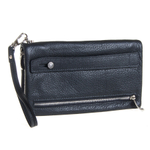 Мужской чёрный клатч портмоне из натуральной кожи на молнии с карманом для телефона GALIB 7M171