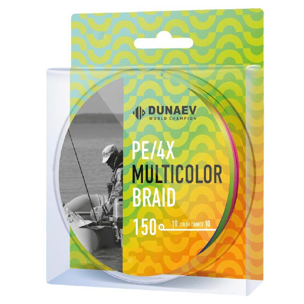 Шнур DUNAEV MULTICOLOR BRAID PE X4 150м 0,38мм