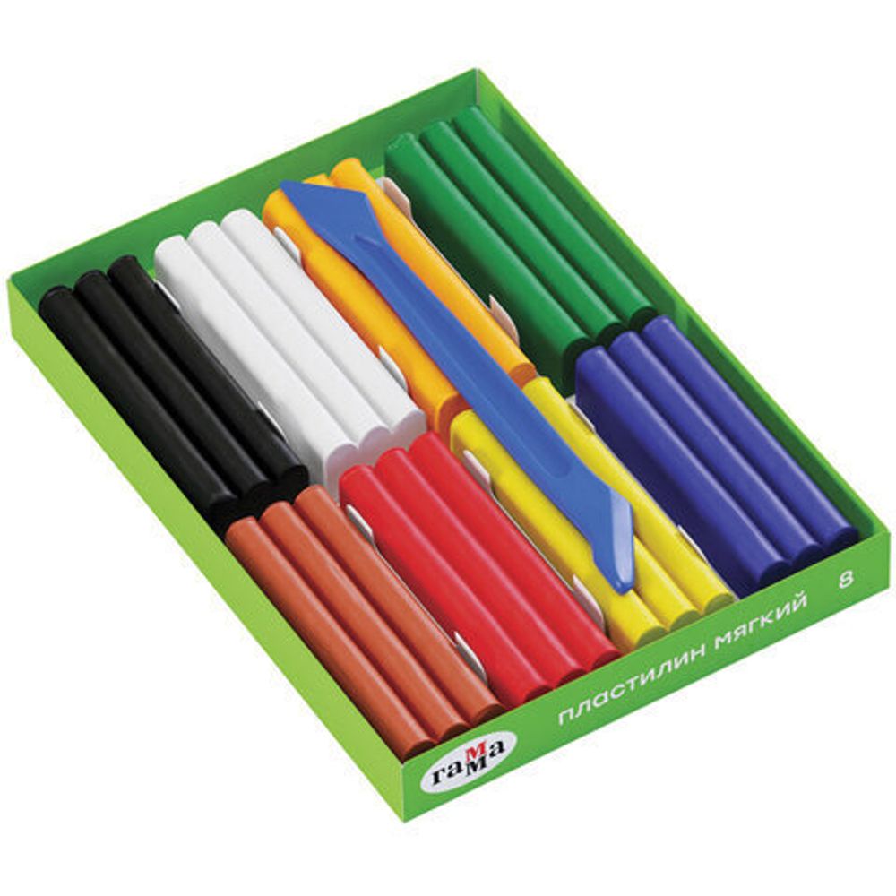 Пластилин восковой ГАММА "Пчелка", 8 цветов, 120 г, со стеком, картонная упаковка, 280038Н