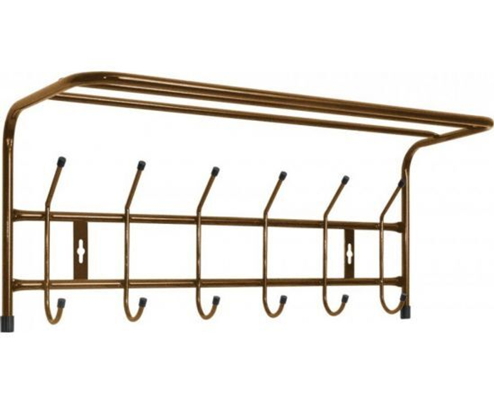 Вешалка настенная 6 крючков с полкой Д60хШ27хВ24см металл, медный антик ВП6/А Nika
