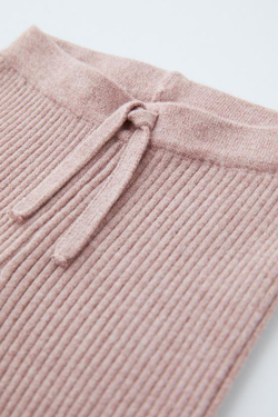 ZARA ЛЕГИНСЫ ИЗ ТРИКОТАЖА В РУБЧИК, РОЗОВЫЙ С МЕЛАНЖЕВЫМ ЭФФЕКТОМ