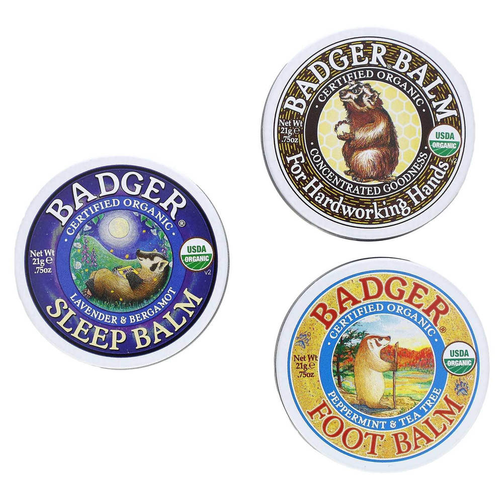 Badger, набор бальзамов для восстановления и отдыха, 3 шт., 21 г (0,75 унции)