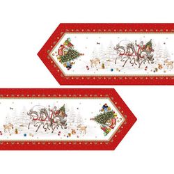 ДОРОЖКА "С НОВЫМ ГОДОМ"45Х215СМ ,КРАСНЫЙ, 100% ХЛОПОК,ТВИЛ ПРОПИТКА