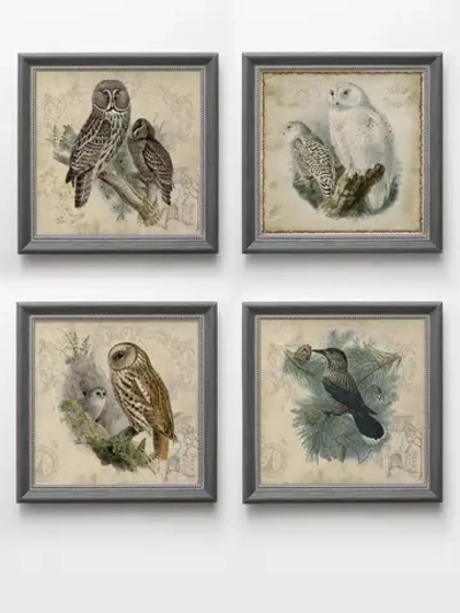 Картины на стену интерьерная на холсте 4 шт, 23*23 см