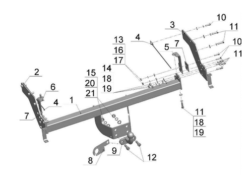 Фаркоп для Ford Ranger 1999-2007 Тип шара: F. Нагрузки: 2800/115 кг, FD 28