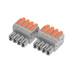 Клемма СМК 222-424R проходная разъемная 4 полюса серая 0,2-2,5/4мм² (20 шт/уп) REXANT