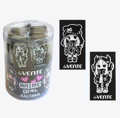 Ластик черный 50x27x7 мм "Anime Girl" (deVENTE)