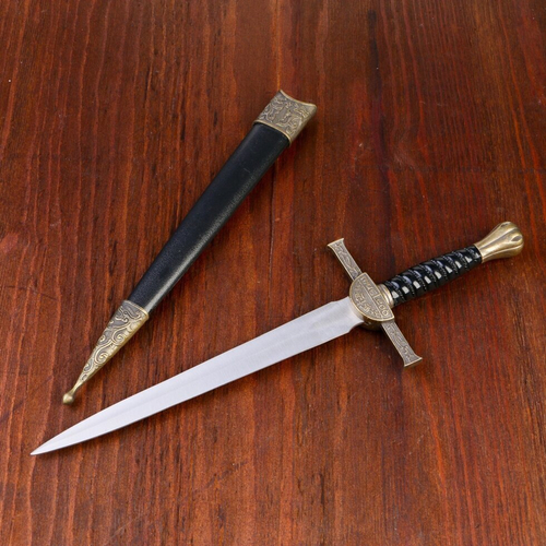 Сувенирный кортик классический, с витой рукоятью и ножнами, 35 см.