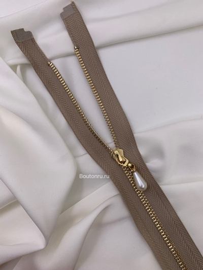 Молния бежевая золото жемчуг капля